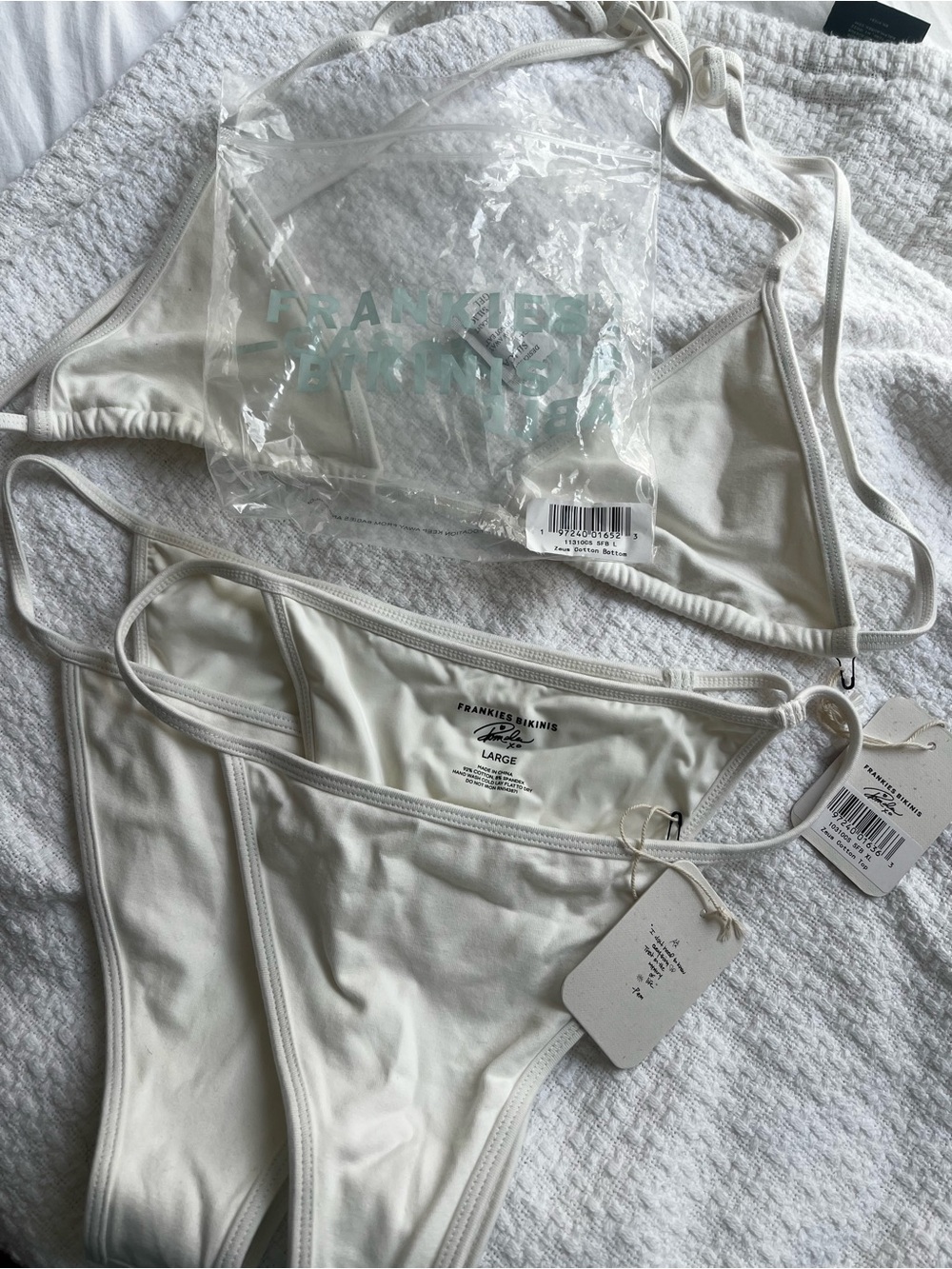 Frankie's Bikinis x Pamela Anderson Zeus White Cotton Bikini Set - Picture 3 of 8
